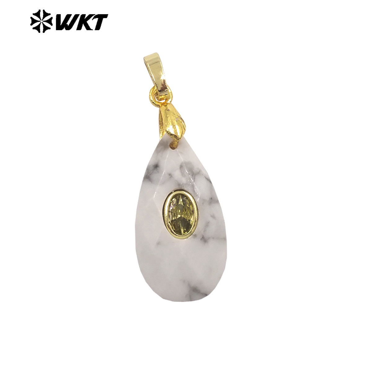 WT-P2044 New Arrival Natural Stone And Zircon Waterdrop Shape Lovely Charms Pendant As Women Elegant Earrings DIY Accessory