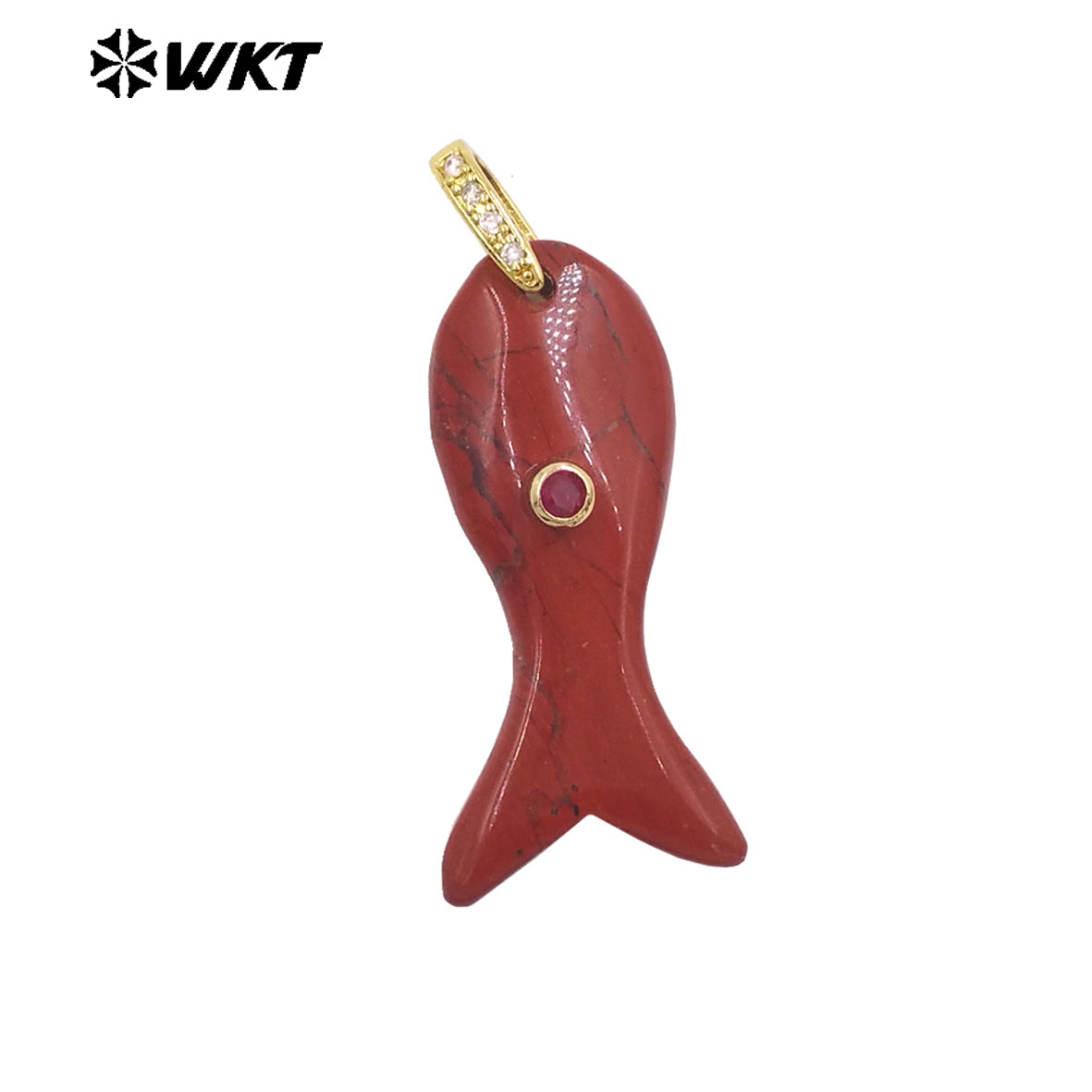 WT-P2138 New Design Zircon And Natural Gemstones Little Fish Charms Pendants For Lovely Style Jewelry Making Decoration