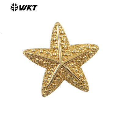 WT-P2081 High Quality 18K Gold Plated On Brass Metal Starfish Shape Little Pendants For Women Handmade Earrings DIY Design