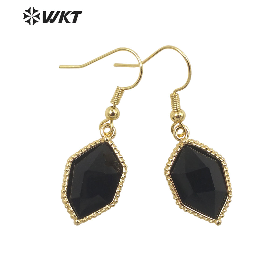 WT-E741 Amazing Colorful Elegant Natural Cat Eye Stone Hexagon Shaped Long Charming in Drop Earrings Women Pendant Earrings