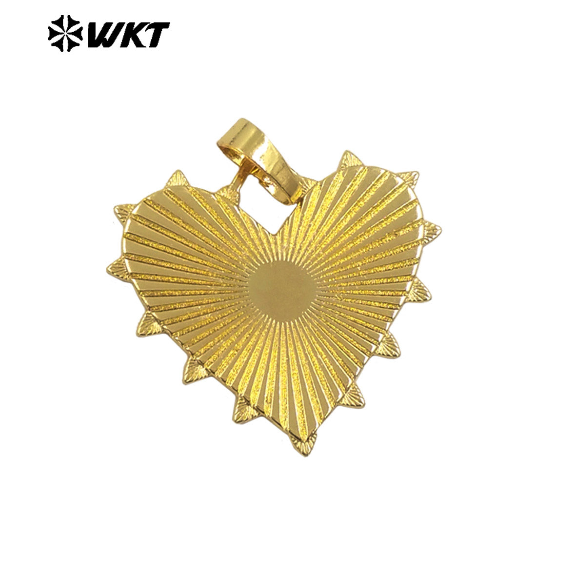 WT-P1996 Vividly Special Flat and Grain Heartshape Design Pendant Yellow Brass Women Earring Charms Wholesale Jewelry DIY Crafts