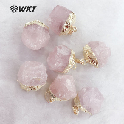 WT-P1449 Wholesale New Arrival Lovely pink Natural Stone Pendant Give Gifts to Women or Children Rose Quartz Pendant