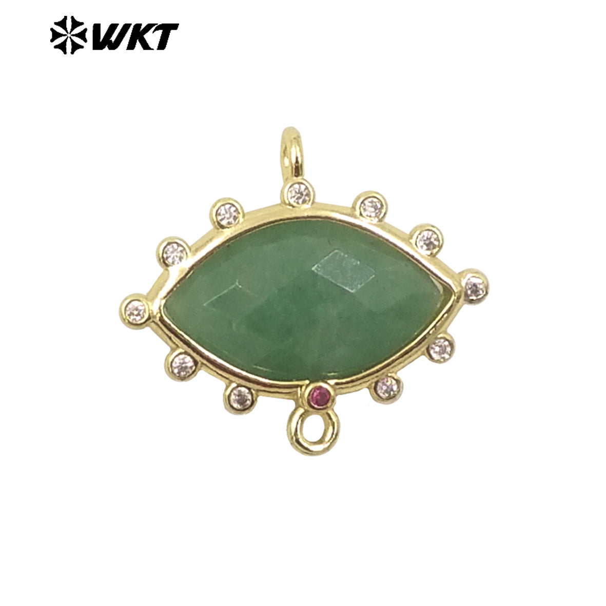 WT-C328 Wholesale Fashion Gold Bezel Setting Small Delicate Horse Eye Shape Double Loops Necklace Connectors