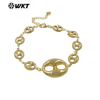 WT-JF379 Unique Multi Designs 18K Gold Plated Charms Splicing Chain Metal Bracelet For Women Fashionable Matching Accessory