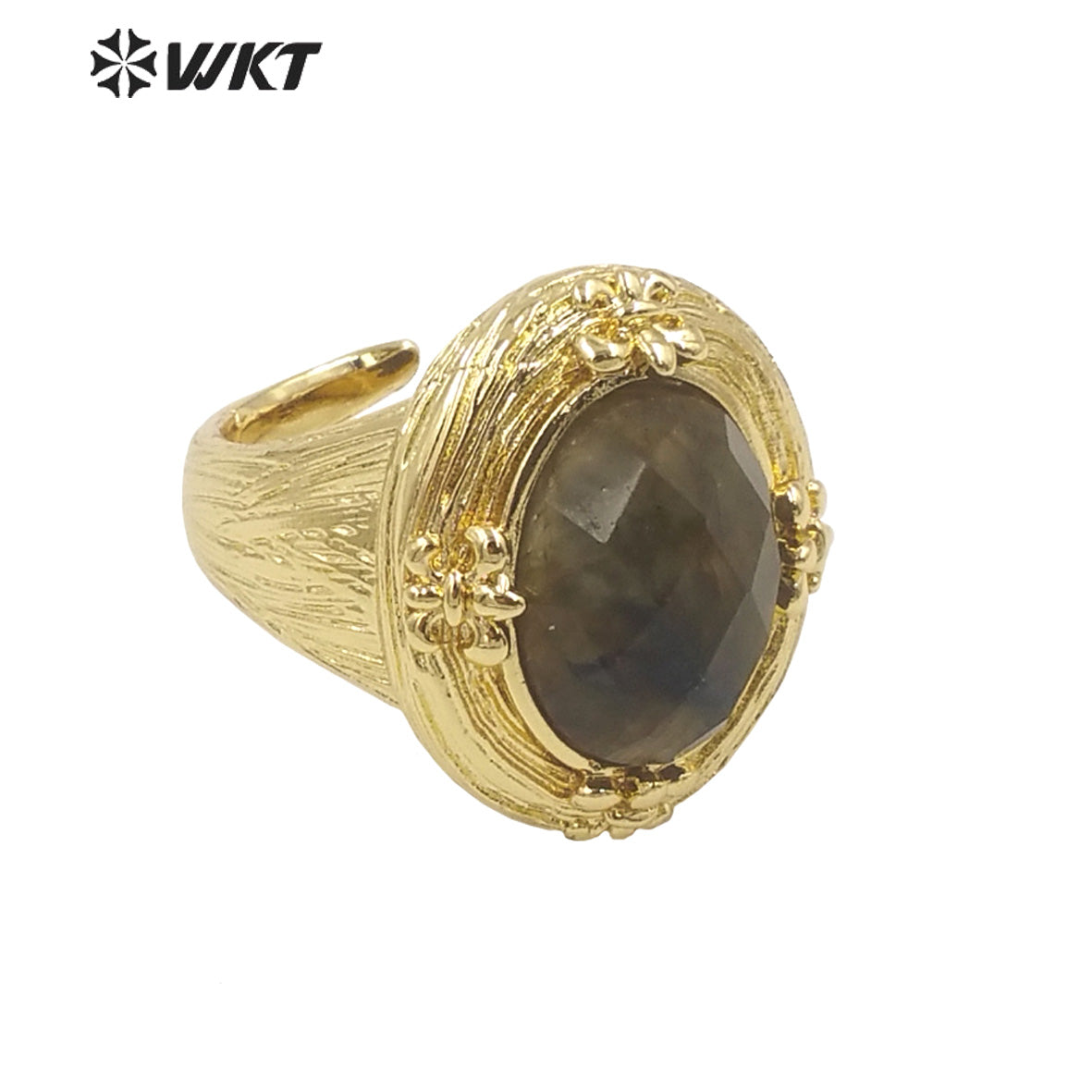 WT-R486 WKT Fashion Design Trendy Gift for Women Round Shaped Colorful High Quality Gorgeous Natural Gemstone Ring