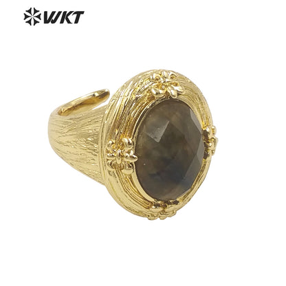 WT-R486 WKT Fashion Design Trendy Gift for Women Round Shaped Colorful High Quality Gorgeous Natural Gemstone Ring