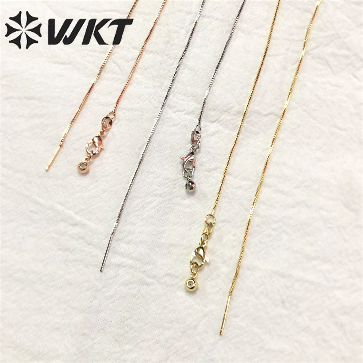 WT-BFN022 Nice and Attractive Jewelry 18k Real Gold Plated Box Chain in Adjustable Brass Pin Chain Women Jewelry Finding Chain