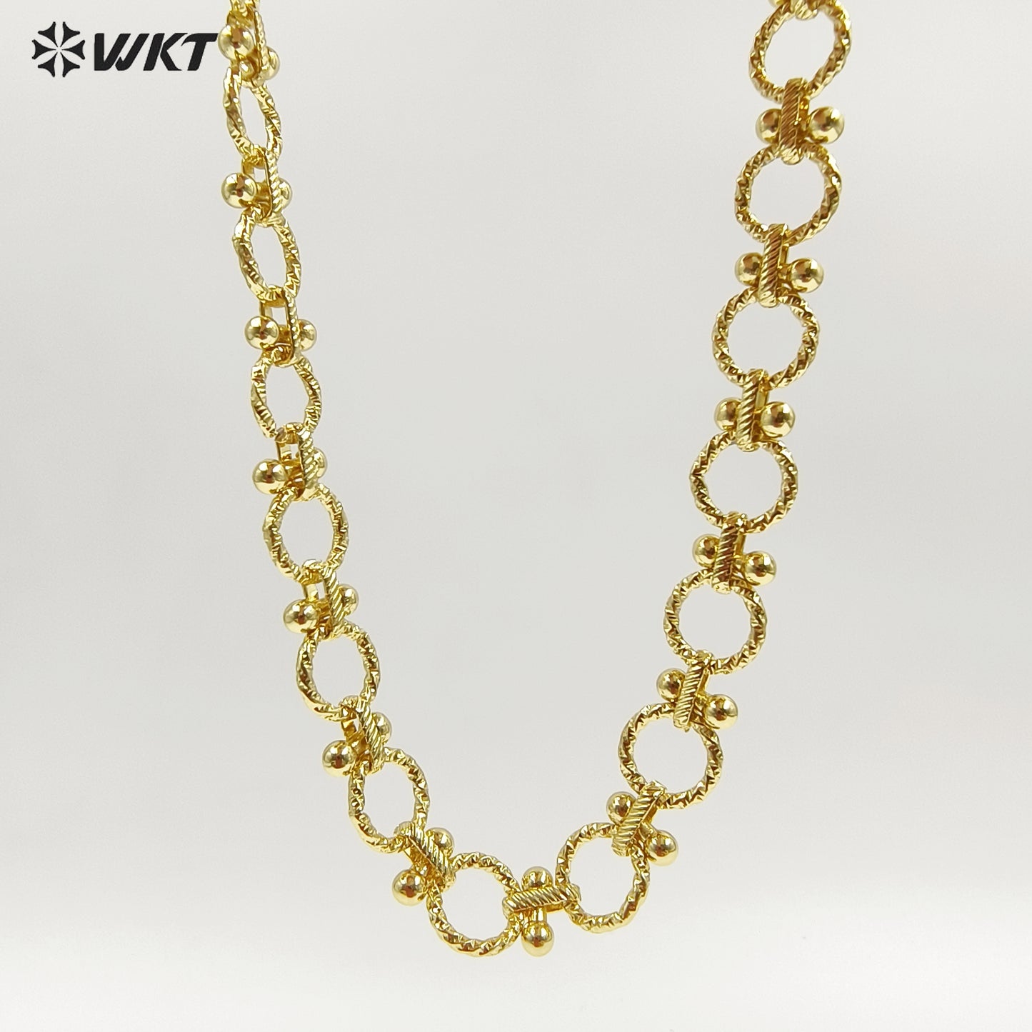 WT-BC240 Exquisite Beautiful Design Round Shape Gold Plated Chain Necklace Jewelry Making Finding Lovely Style Wholesale