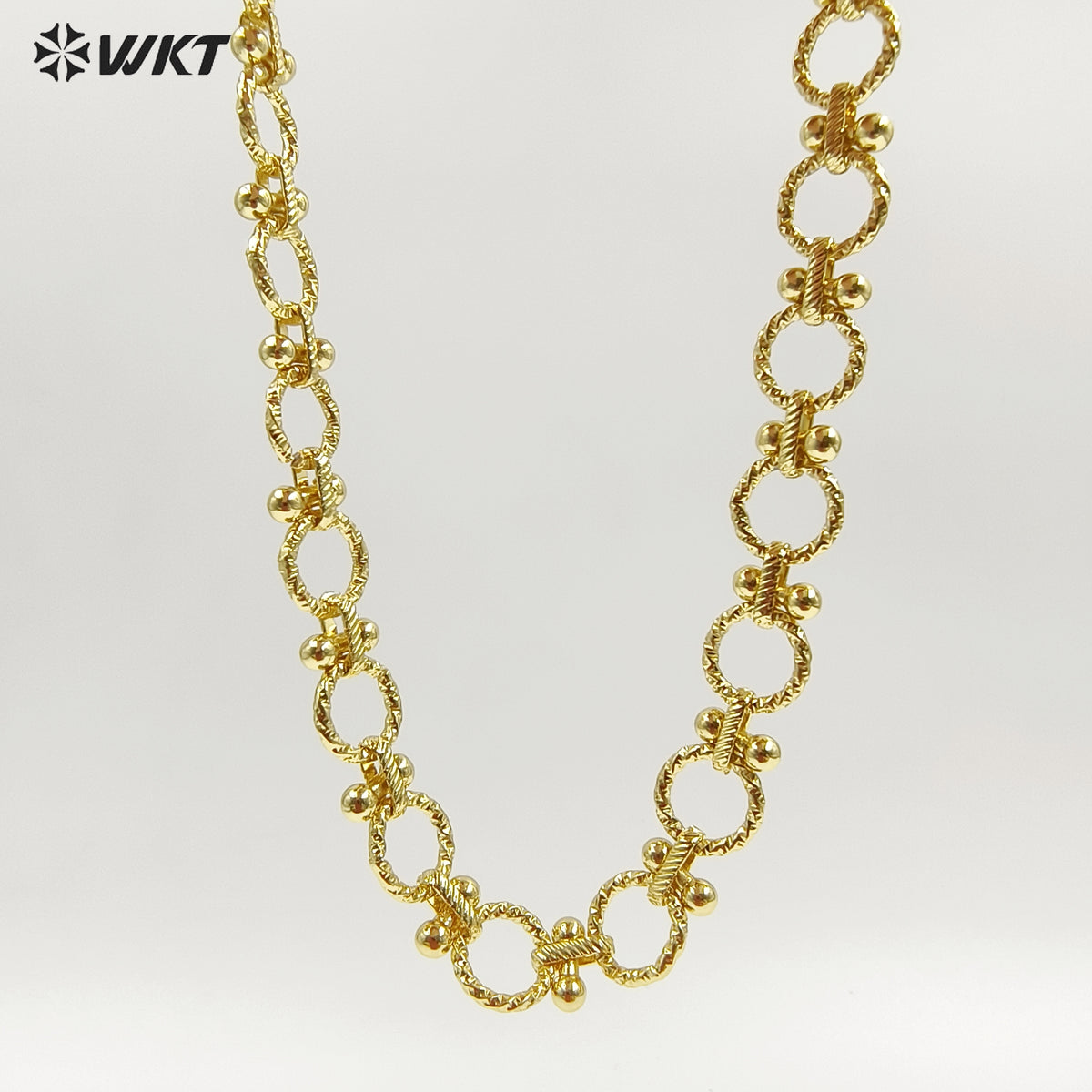 WT-BC240 Exquisite Beautiful Design Round Shape Gold Plated Chain Necklace Jewelry Making Finding Lovely Style Wholesale