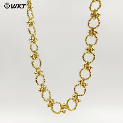 WT-BC240 Exquisite Beautiful Design Round Shape Gold Plated Chain Necklace Jewelry Making Finding Lovely Style Wholesale