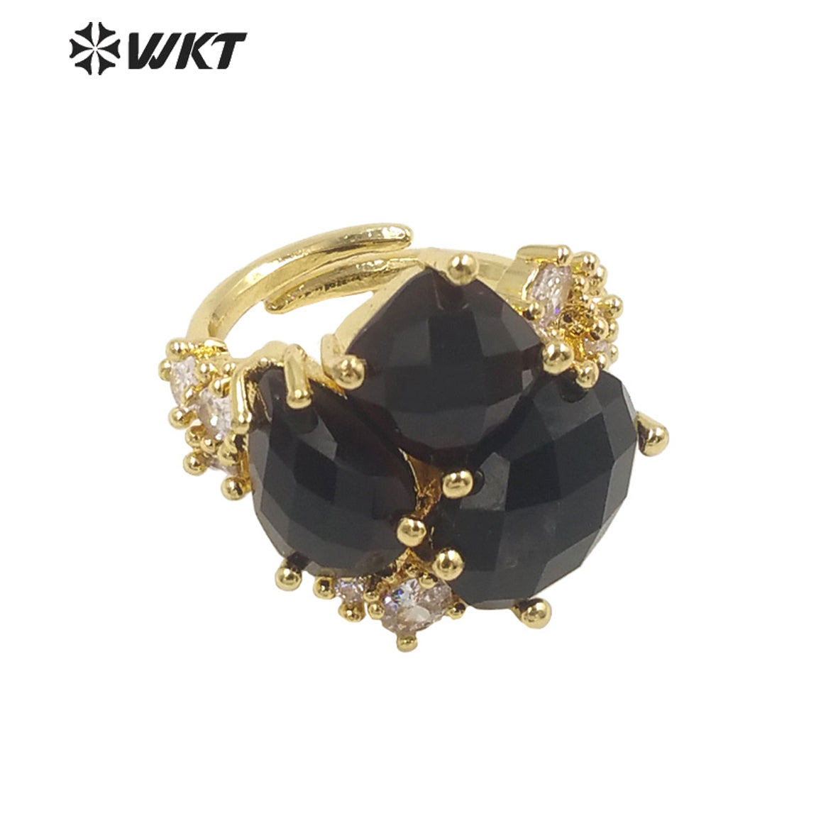 WT-R450 WKT Newest Natural Precious Triple Stone Geometric Shape Women Ring Ins Hot Gold Plated Lapis Jewelry Ring