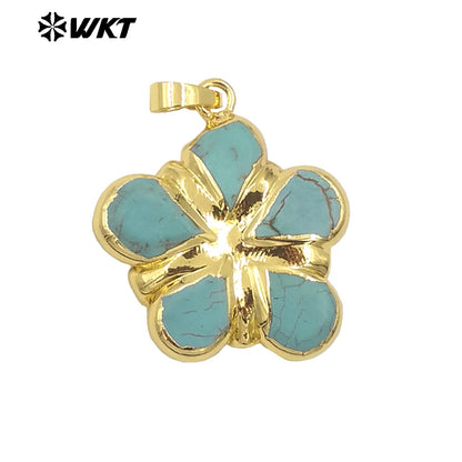 WT-P1966 Wholesale Unique Charming Teardrop Stone Assemble As Flower Pendants in 18K Real Gold Plated for Necklace Jewelry