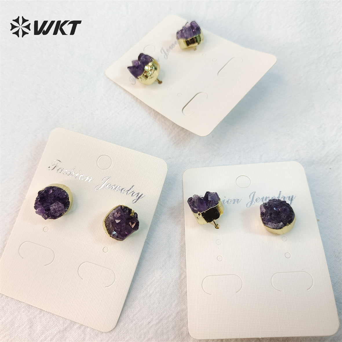 WT-E074 NEW Tiny Round Druzy Earrings Druzy Stud Earrings, Gold Plated Drusy Earrings, Amethyst Druzy Stud Earrings