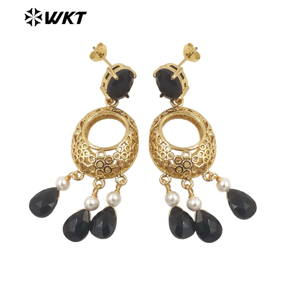 WT-E721 Amazing Excellent Tiny Drop Dangle Earrings Fashion Gold Plated Long Statement Drop Stone Earrings for Women Gift