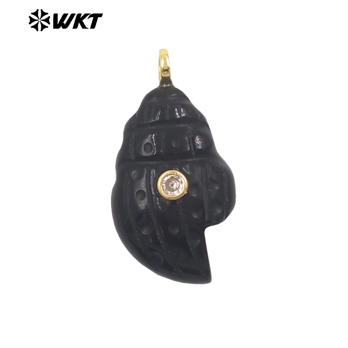 WT-P2122 Popular Lovely Style Natural Gemstones And Zircon Conch Shape Pendants For Handmade Earrings DIY Accessories