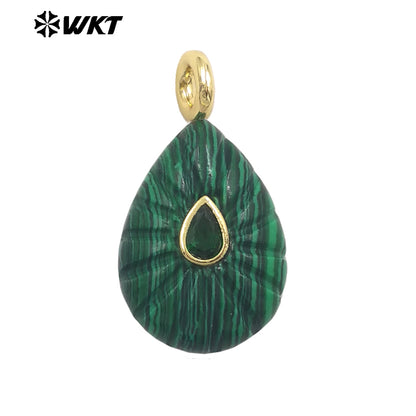 WT-P2142 Simple Fashionable Style Natural Gemstones Setting In Zircon Waterdrop Shape Pendant As Female Necklace Findings