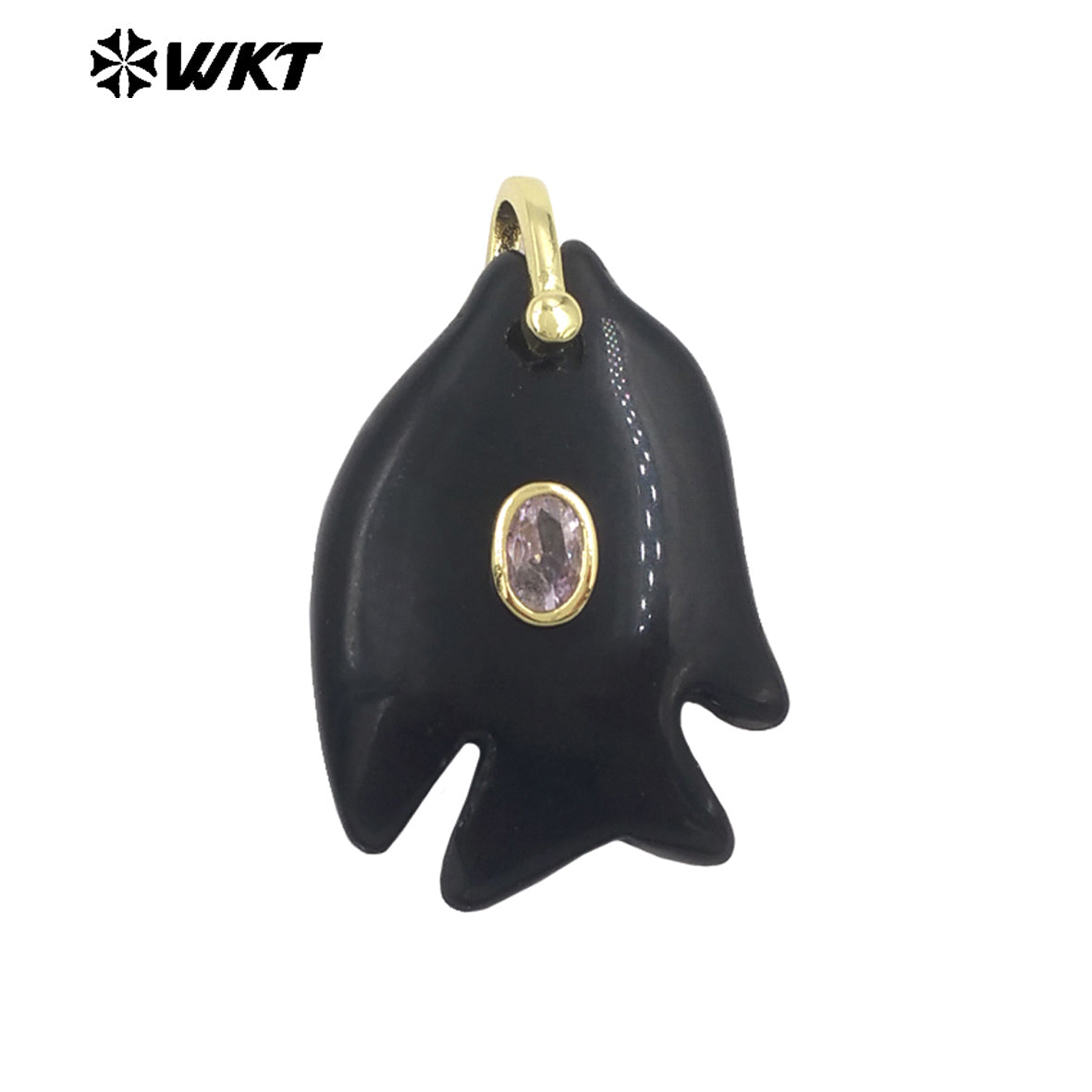 WT-P2067 Lovely Style Ocean Series Multiple Natural Gemstones And Zircon Fish Shape Charm Pendants For Friends Gift DIY