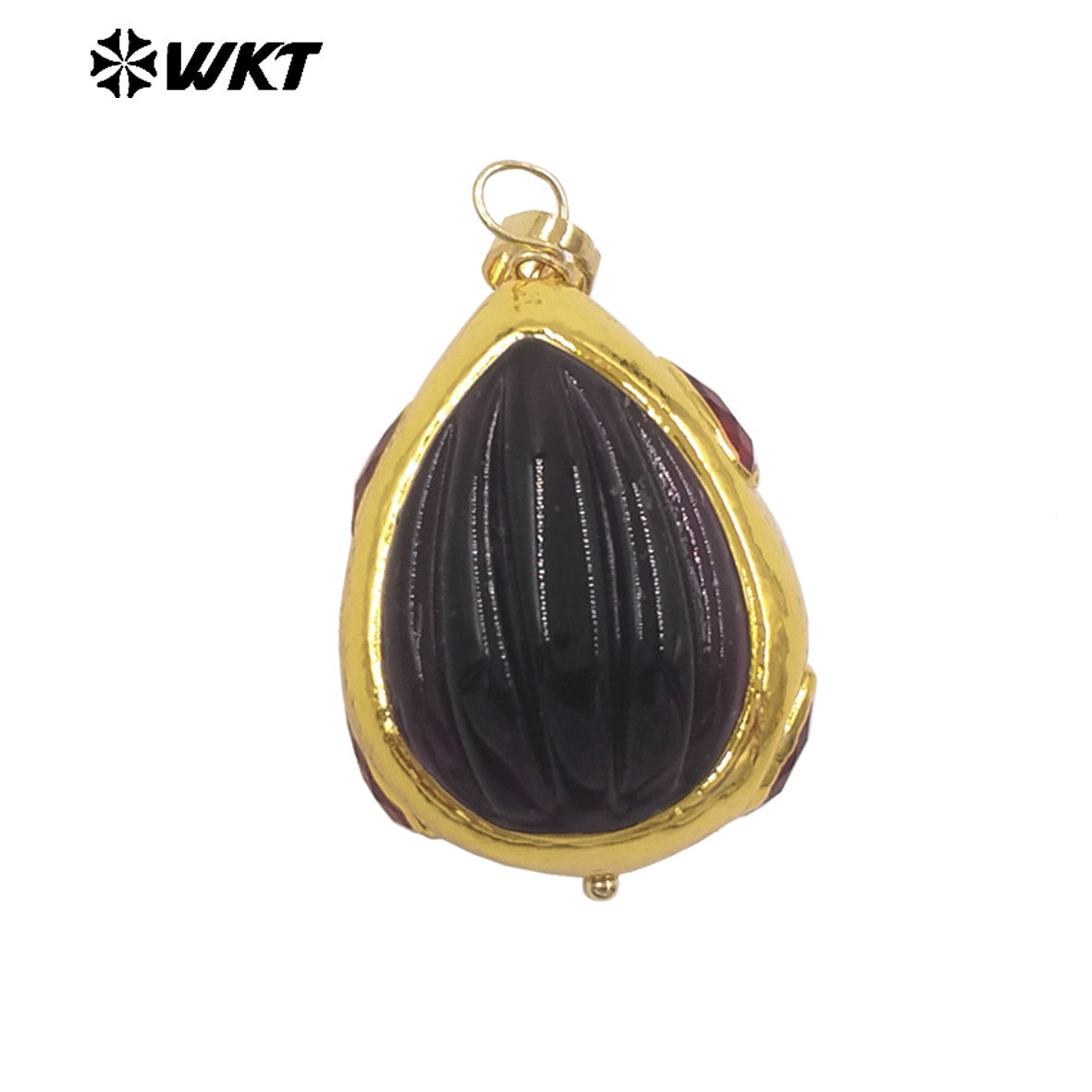 WT-P2071 Wonderful 18K Gold Electroplated Colorful Glaze Hand Carved Waterdrop Shape Pendants For Women Necklace DIY Making
