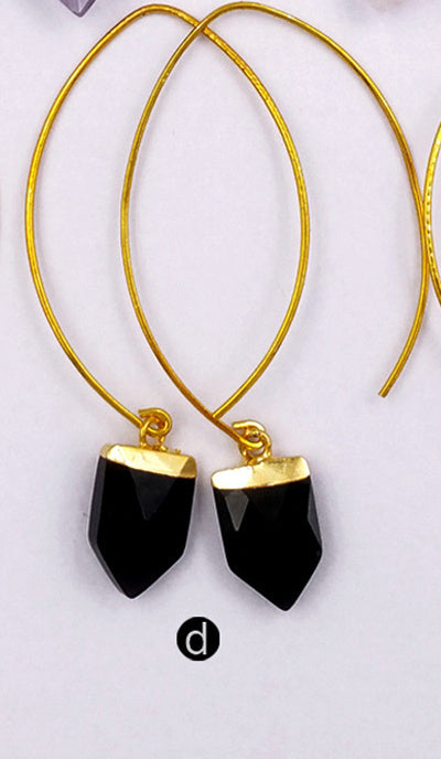 WT-E412 WKT New Fashion Real Gold Plated Hook Tapered Shape Gemstone Earrings With Unique Design Amethyst Earrings for Women