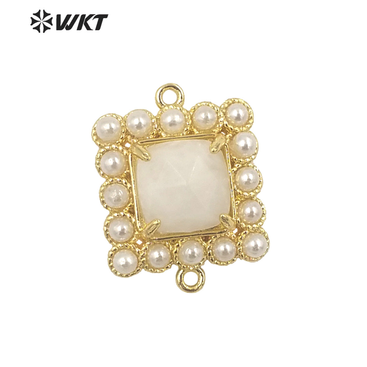 WT-PC004 Wholesale Fashion Gold Double Loops Natural Square Claw Setting Gemstone Connectors for DIY Jewelry Findings