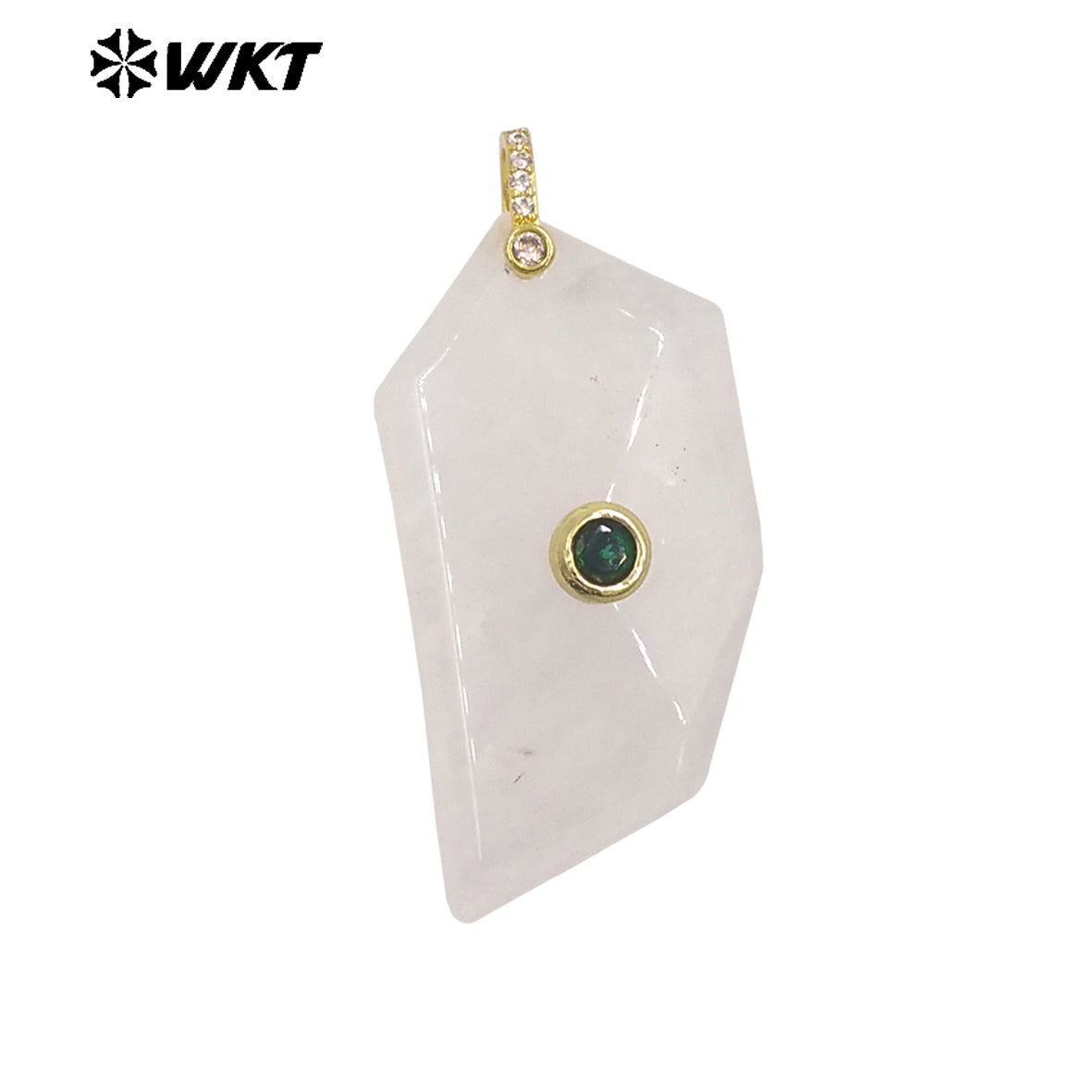 WT-P2145 Factory Wholesale Natural Gemstones Setting In Zircon Geometric Shape Gold Pendants For Women Earrings Handmade