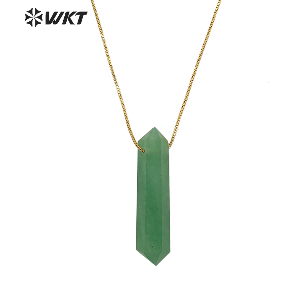 WT-N1306 New Fashion Gold Adjustable Chain Thread Simple Elegant Rose Quartz Point Necklace Natural Double Point Quartz Necklace