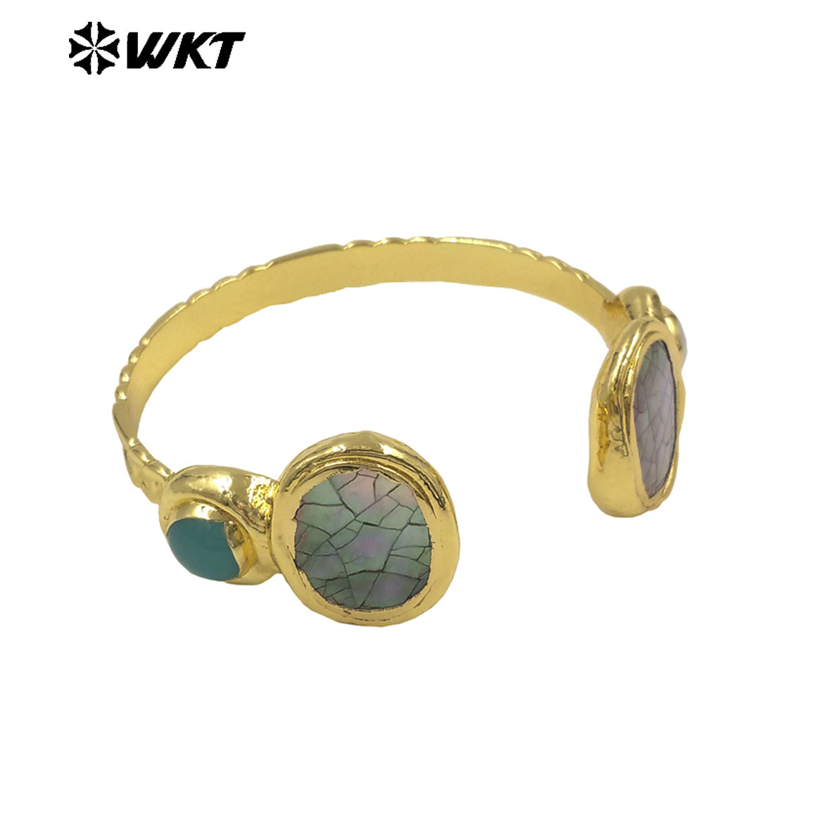 MPB138 Fashion Luxury 18K Gold Plated Natural Shell With Stone And Pearl Cuff Bangles As Women Boho Style Jewelry Gifts