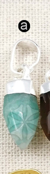 WT-P1307 Natural Amazonite Amethyst! Wholesale Lovely  Natural Gold Silver Plated Electroplate Bullet Point Stone Pendant