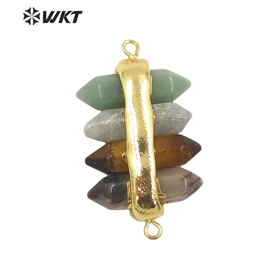 WT-C325 Amazing 4 Crystal Quartz Point With Double Loops Energey Gemstone Connectors Women Jewelry for Bracelet Make