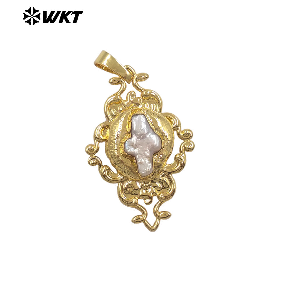 WT-JP448 Luxury Exquisite 18K Gold Plated Resist Tarnishable Natural Freshwater Pearl Vine Plant Pendant For Girl Necklace DIY