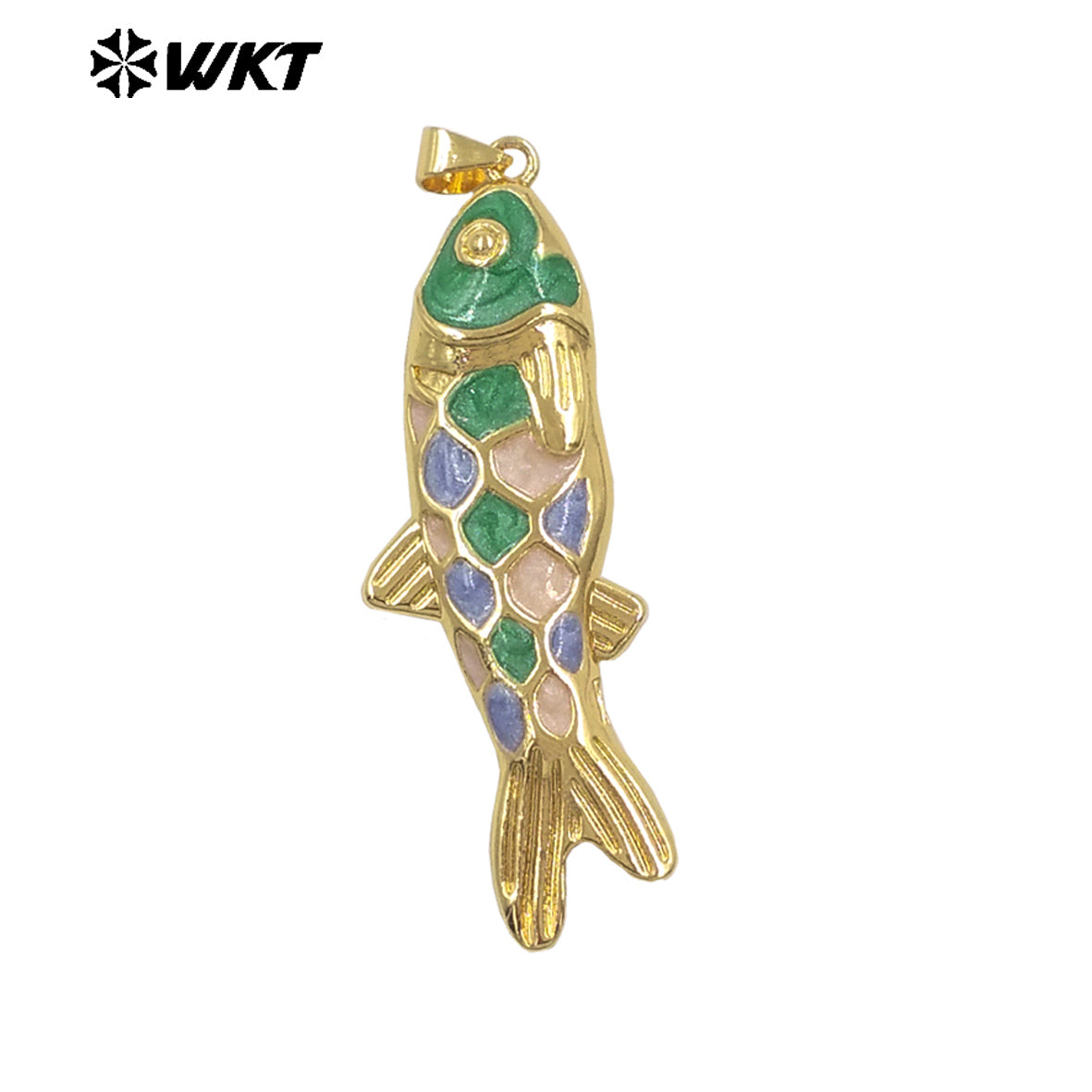 WT-MP330 Trendy Interesting Gold Plated Yellow Brass With Drop Oil Fish Shape Pendants For Women Necklace DIY Decoration