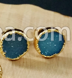 WT-E125 Gorgeous Tiny Sparkly Flat Agate Druzy Earring Hexagon Round Triangle square Druzy Earring Studs