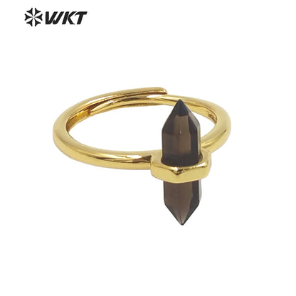 WT-R403 Natural Gemstone Amethyst Rose Quartz Crystal Quartz Pendant Hexagonal Delicate Pendant As Women Gifts Gemstone Ring