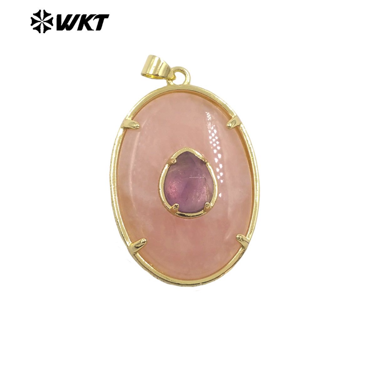 WT-P2066 Newest Gold Electroplated Colorful Natural Gemstones With Zircon Round Pendants As Handmade Necklace Findings