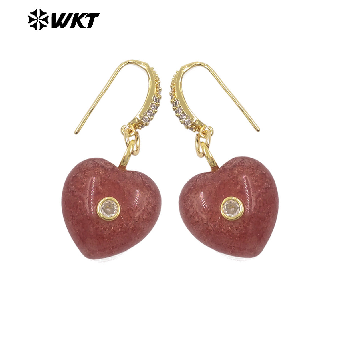 WT-E817 High Quality Zircon And Colorful Natural Gemstone Heart Shape Pendant Earrings As Friends Romantic Jewelry Gifts