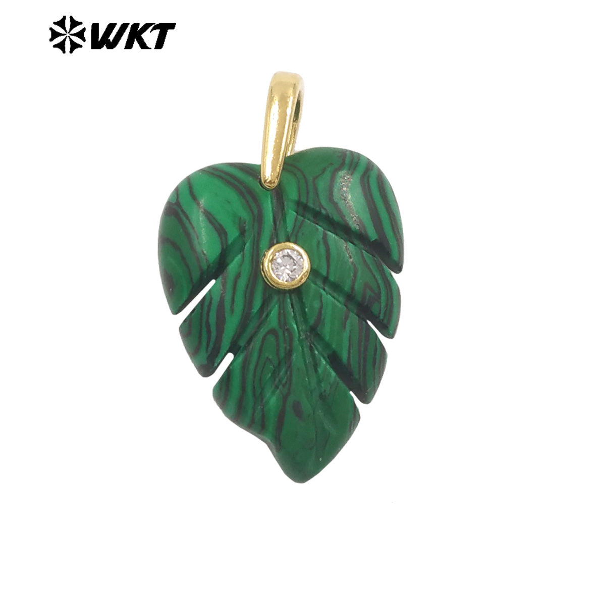 WT-P2141 Wonderful Zircon And Multi Colors Natural Gemstones Hand Carved Leaf Shape Gold Pendants For Lady Earrings DIY