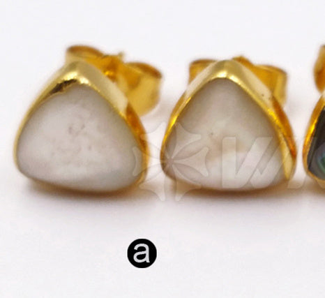 WT-E415 New Coming Natural Shell Stud Earrings High Quality Triangle Shape Shell With Gold Electroplate for Women Earrings