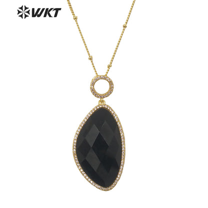 WT-N1350 WKT 2022 Fashion Jewelry Amethyst Amazonist Lapis Necklace Natural Micro Pave Pendant Necklace Made Stone