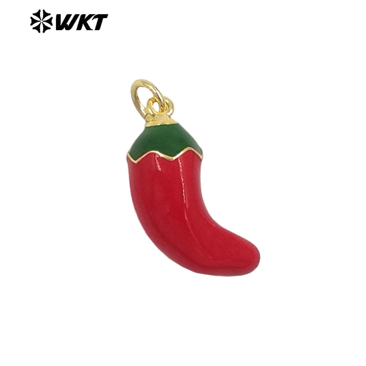 JFE157 New Sales Exquisite Tiny Pendant Cute Hot Pepper Charm Gold Plated Yellow Brass With Drop Oil For Jewelry Handmade DIY