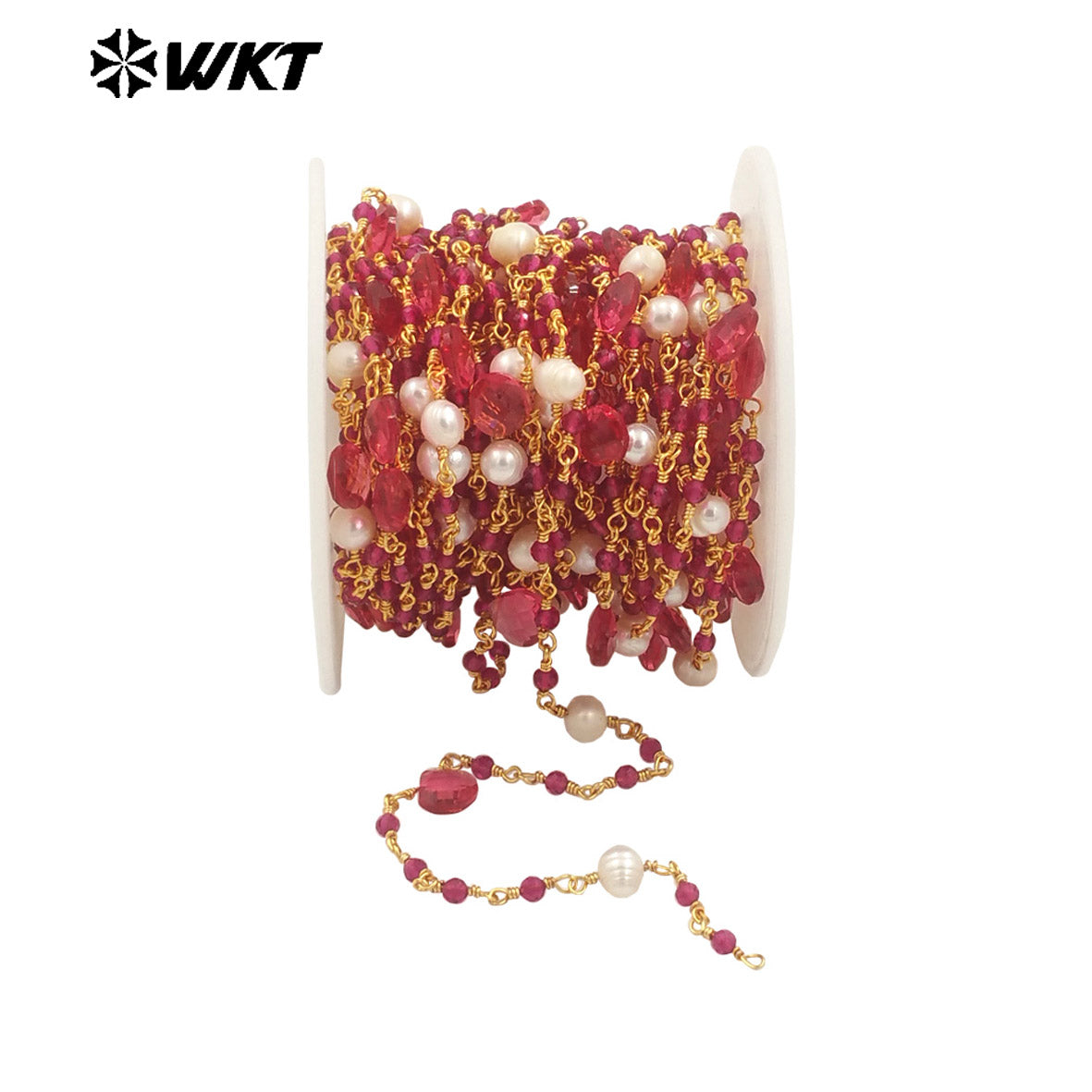 WT-RBC239 Wholesale New Handmade Wire Wrapped Natural Gemstone Beads DIY Jewelry Chain for Necklace Design