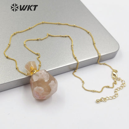 WT-N1173 Hot-sale Natural Stone Perfume Bottle Necklace Cherry Agate Necklace Women Stylish Amethyst Necklace Jewelry