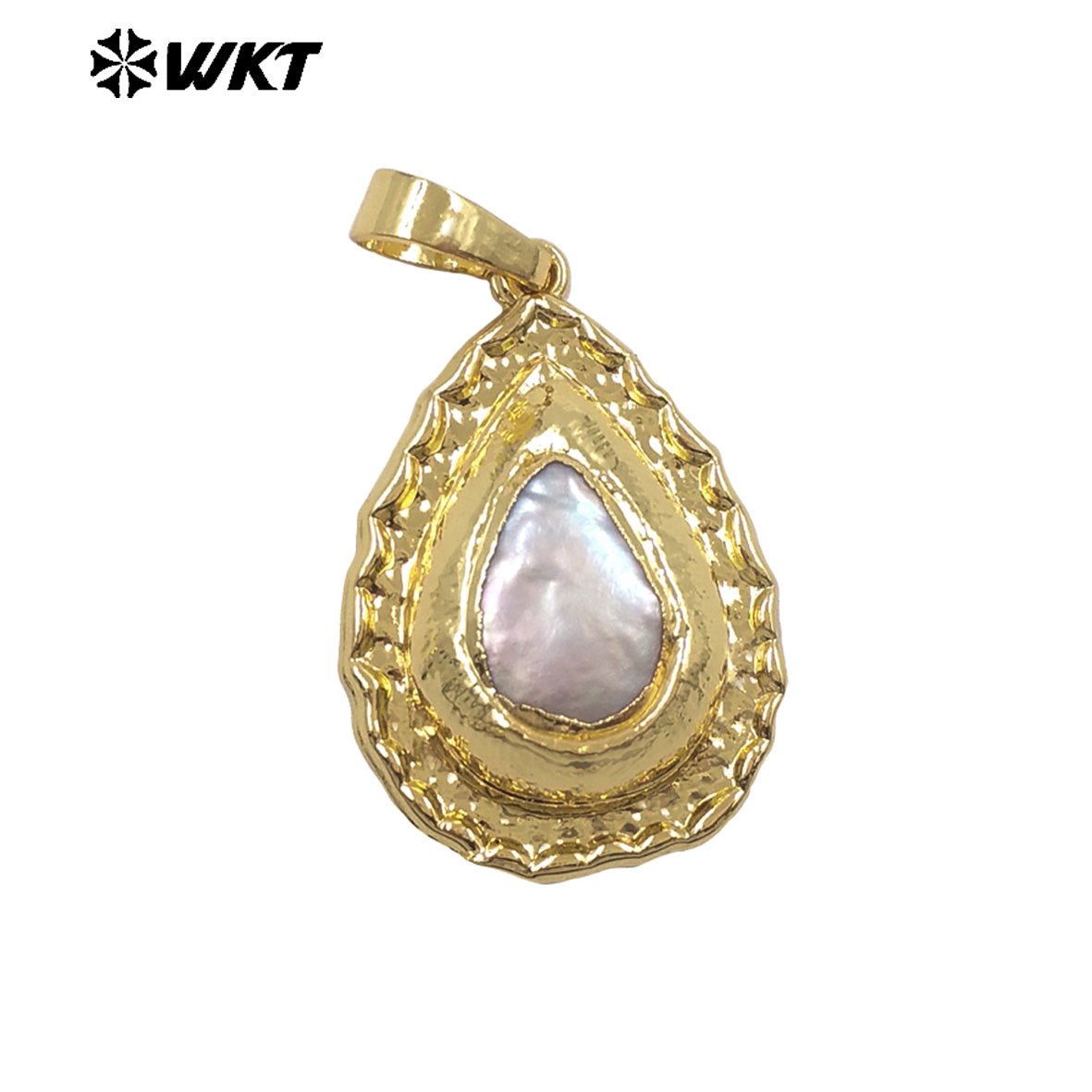 WT-JP518 Newest Fashion Gold Electroplated Natural Stone And Pearl Water Drop Shape Little Pendants For Women Earrings Design