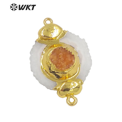 WT-P1772 WKT 2022 Lady Jewelry Style Natural Stone Stalactite Stone Druzy Quartz Flower Shape Fashion Pendants Jewelry Necklace