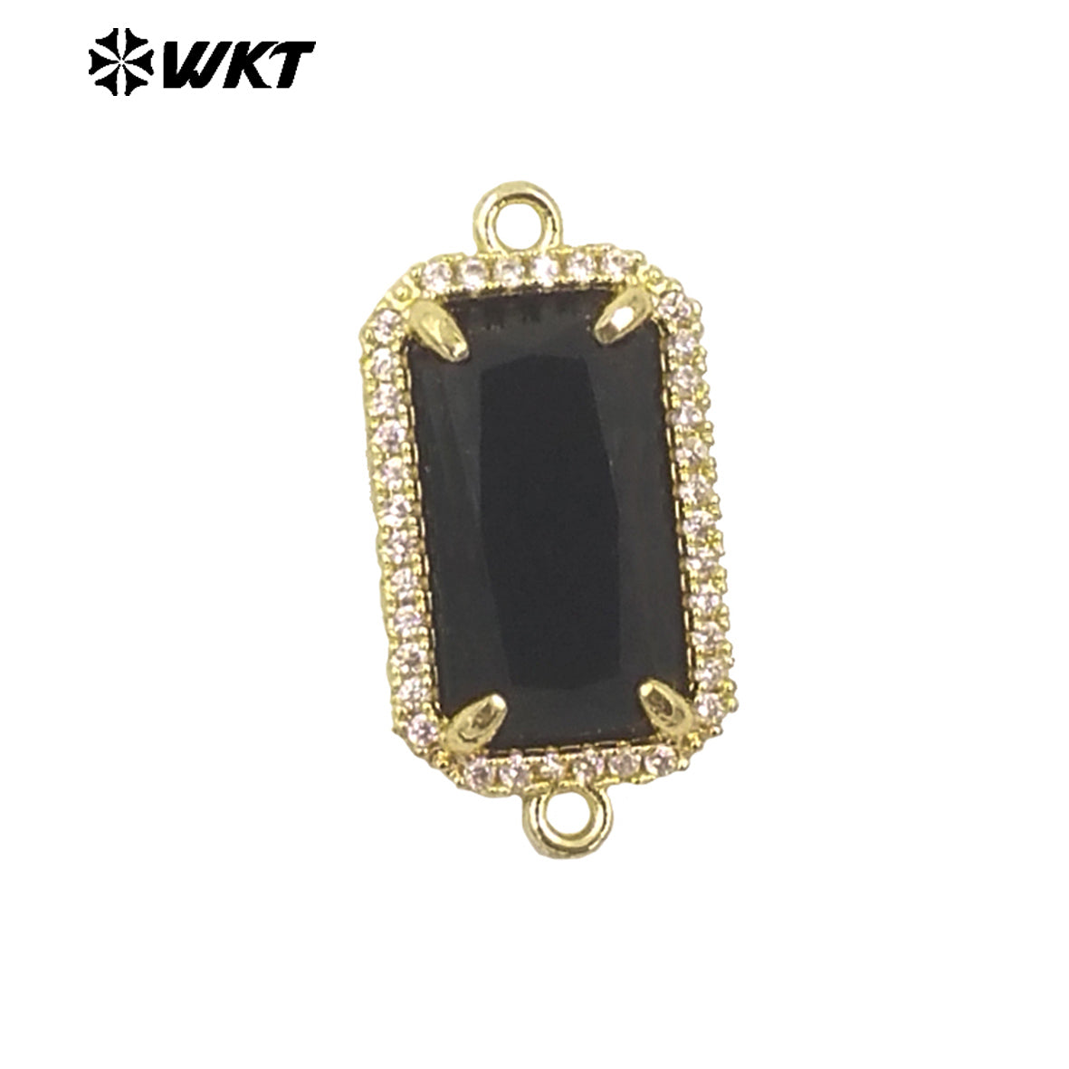 WT-C326 Wholesale Fashion Delicate Long Square Double Loops Cubic Zircon Claw Setting Natural Stone Bar Connectors