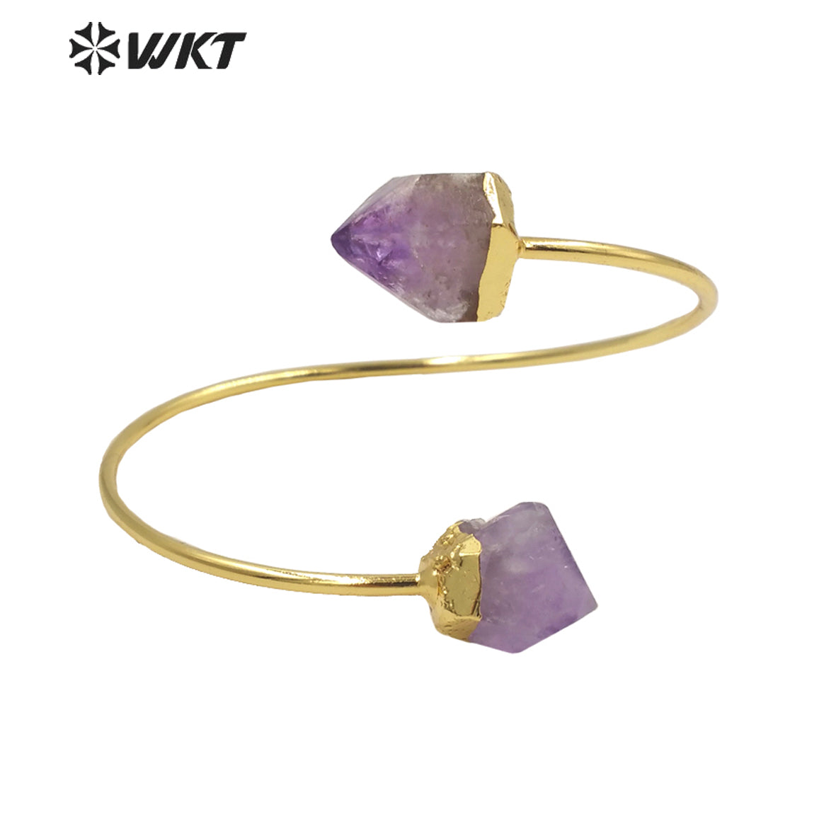 WT-B585 Wholesale Women Chic Gorgeous Bangle Lovely Popular Yellow Citrine and Amethyst Bangle for Party Wearing Stone Jewelry