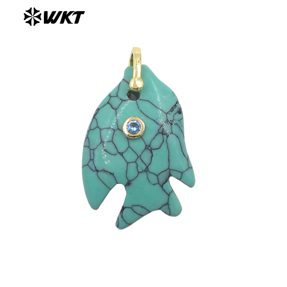 WT-P2106 Interesting Lovely Various Natural Gemstone And Zircon Fish Shape Charms Pendants For Women Fashion Jewelry Making