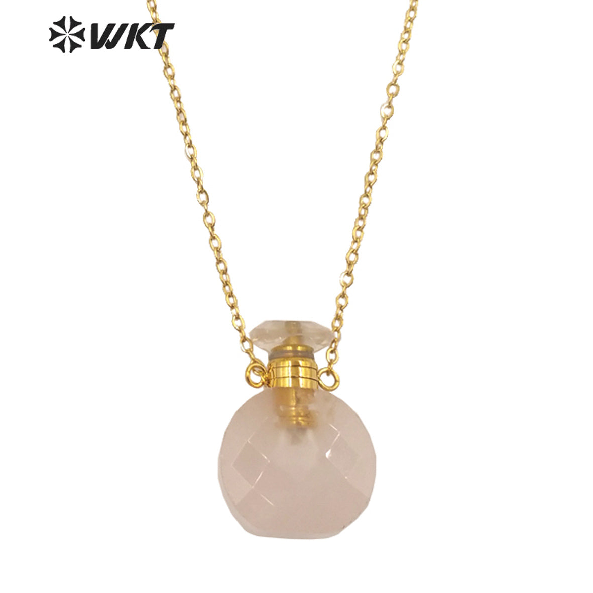 WT-N1456 New Design Double Faceted Natural Lapis Aquamarine Stone Perfume Bottle Necklace for Friend Gift Jewelry