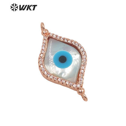 WKT-MP225 White Turkey the Eye Shells Pendant Romantic Fantasy Zircon Inlaid Shine and Moving Fashion Pendant for Lady