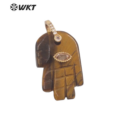 WT-P2040 New Fashion Cute Natural Stone And Zircon Hand Shape Little Pendants As Lady Earrings DIY Jewelry Accessories