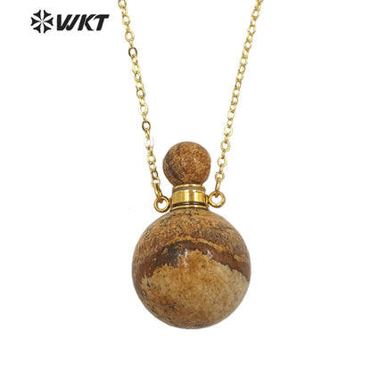 WT-N1442 WKT Best 2023 Newest Natural Aura Cluster Quartz Women Simple Hoop Aura Perfume Bottle Necklace